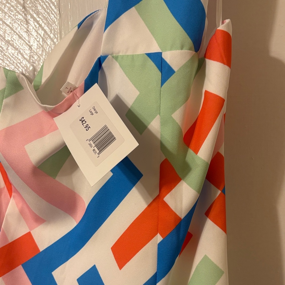 Colorful Geometric Pattern One Shoulder Dress - Picture 4 of 4